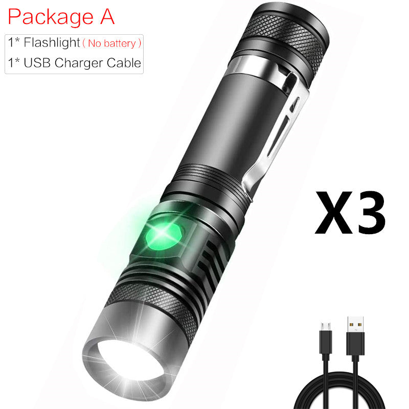 Portable Mini WT518 T6 1000Lumens 3 Modes Black Zoomable LED Flashlight Lighting Clicky Clip on Flashlights Torches Lightweight