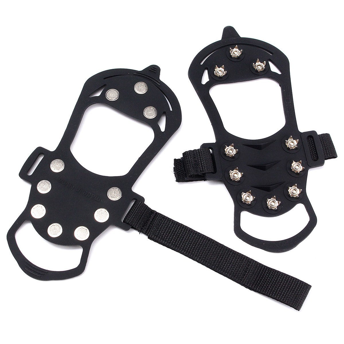 Outdoor Ice Floes Gripper 10 Nails, Snow Crampons Strap Climbing Cleats Spikes Non Slip Boots Silicone Ice Stud Shoes Grip