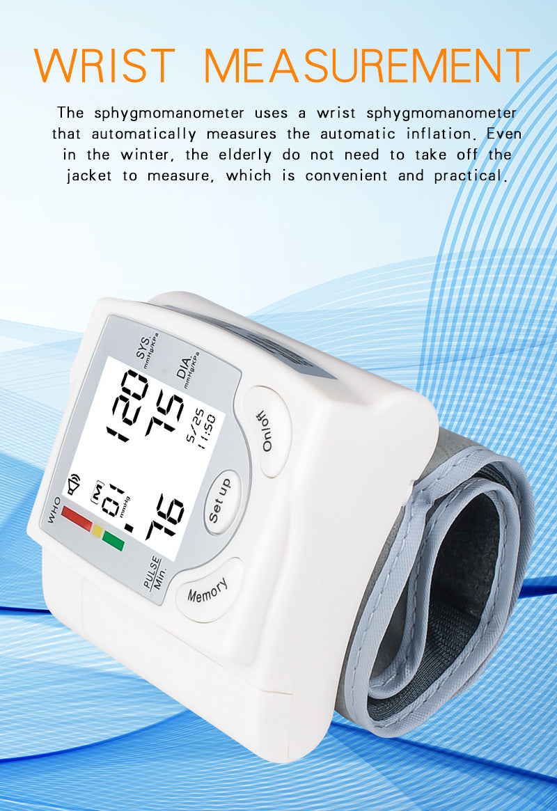 Electronic Blood Pressure Monitor English Wrist Measuring Instrument Gift